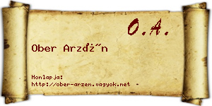 Ober Arzén névjegykártya